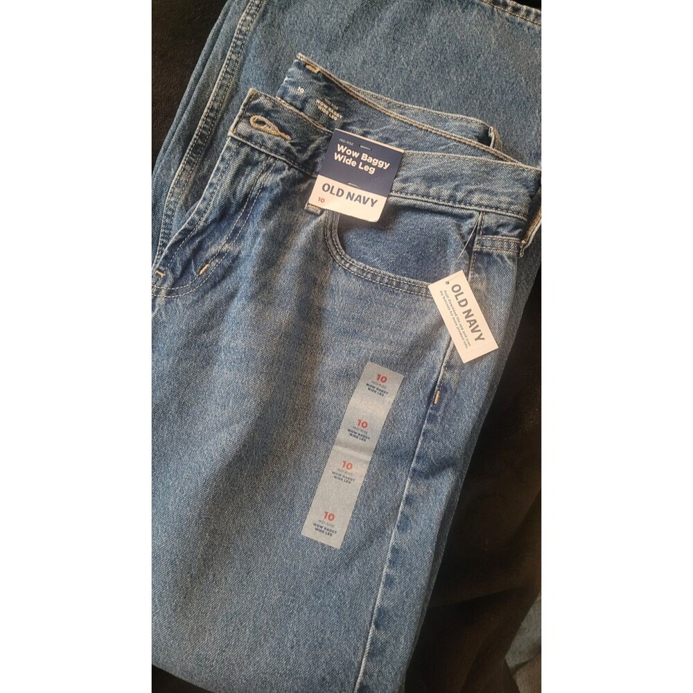 Old Navy Jeans Size 10 Wow Baggy Wide Leg Mid Rise New - Picture 2 of 10